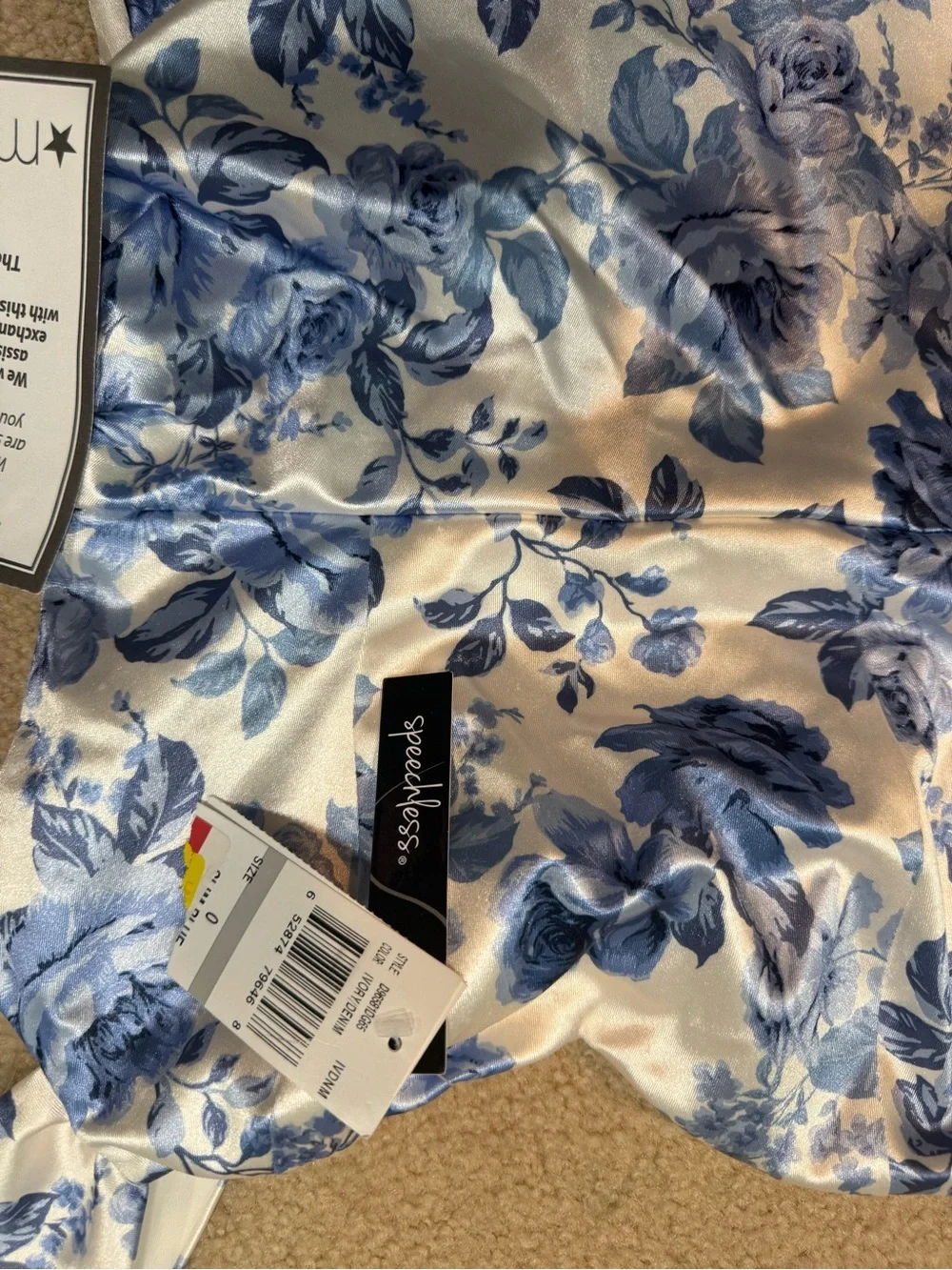 Macy's White Dress with Blue Floral Print